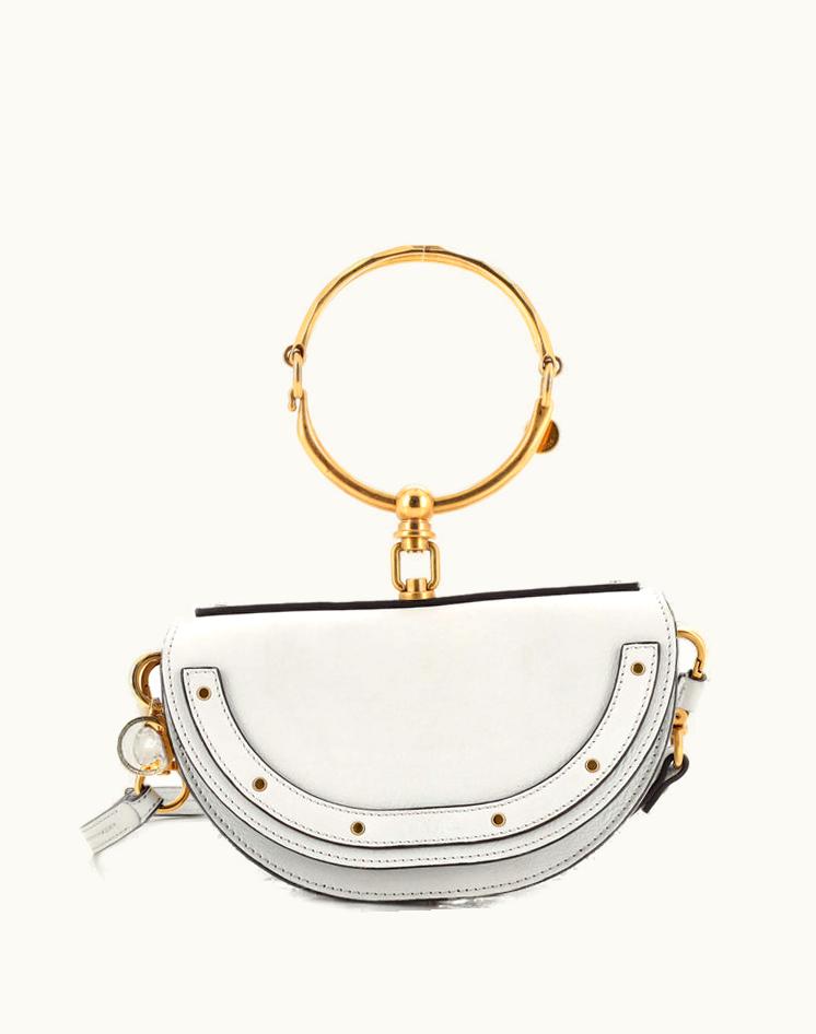 Chloe Chloe Nile Crossbody Bag Leather Mini Blue Aged Gold