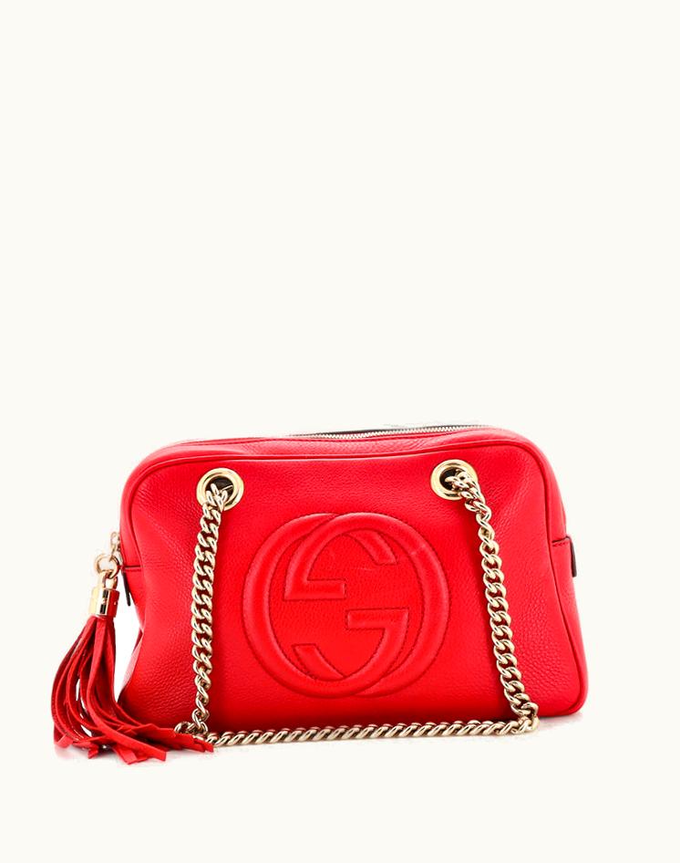 Gucci Gucci Soho Chain Zip Shoulder Bag Leather Small in Red