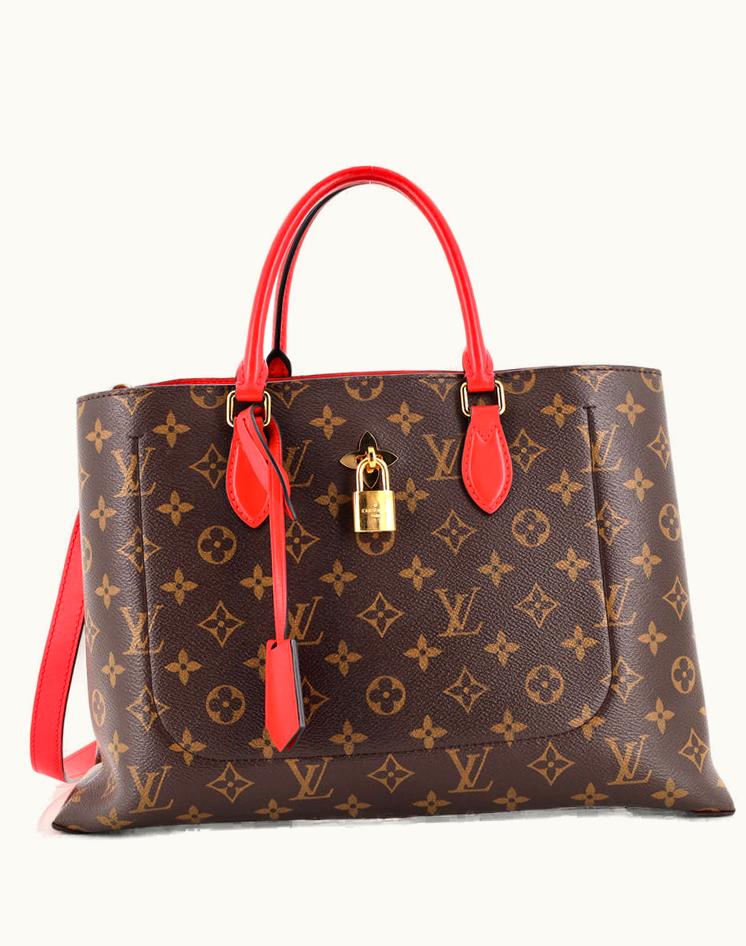 Louis Vuitton Louis Vuitton Monogram Canvas Flower Tote Bag Brown Red Gold