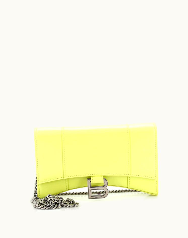 Balenciaga Balenciaga Hourglass Chain Wallet Leather Yellow Aged Silver