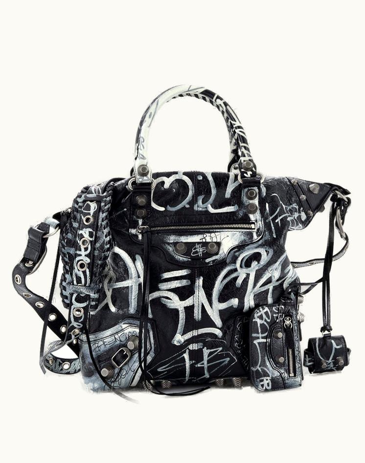 Balenciaga Balenciaga Le Cagole Graffiti Men Tote Leather Medium