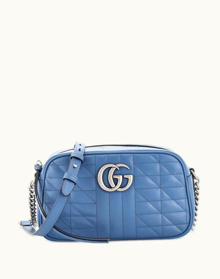 Gucci Gucci GG Marmont Shoulder Bag Mixed Matelasse Leather Small Blue