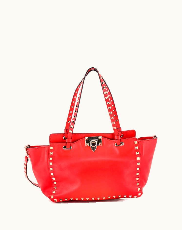 Valentino Valentino Garavani Rockstud Tote Soft Leather Small Red