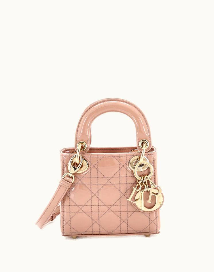 Dior Dior Lady Dior Bag Cannage Quilt Patent Micro