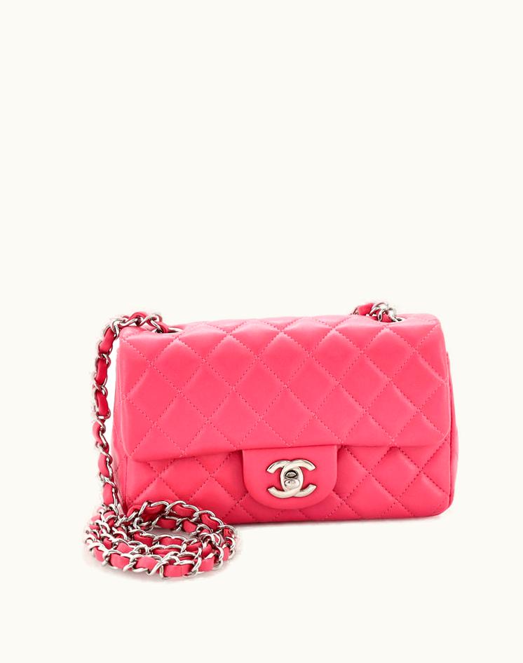 Chanel Chanel Classic Single Flap Bag Quilted Lambskin Mini Pink