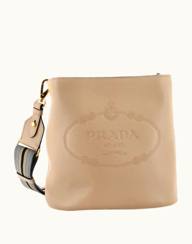 Prada Prada Logo Bucket Messenger Bag Vitello Phenix Medium