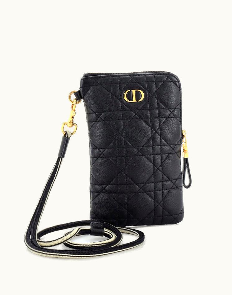 Dior Dior Caro Multifunctional Pouch Cannage Quilt Calfskin - Black Gold