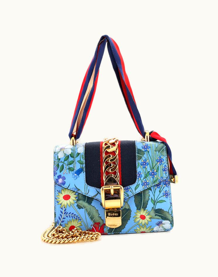 Gucci Gucci Sylvie Chain Shoulder Bag Printed Leather Mini
