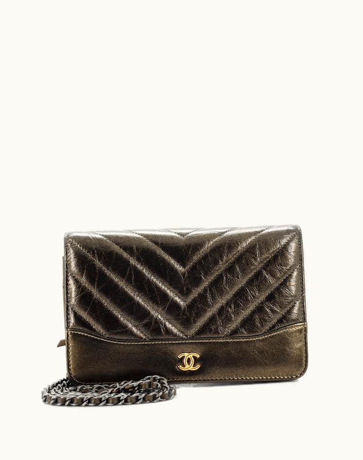 Chanel Chanel Gabrielle Wallet On Chain Chevron Aged Calfskin