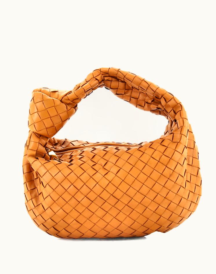 Bottega Veneta Bottega Veneta BV Jodie Hobo Intrecciato Nappa Teen Leather Brown Gold