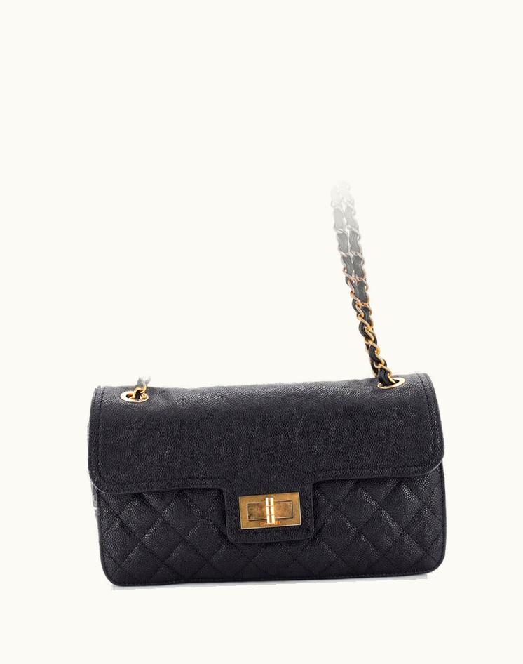 Chanel Chanel Mademoiselle Lock Flap Bag Quilted Caviar Medium