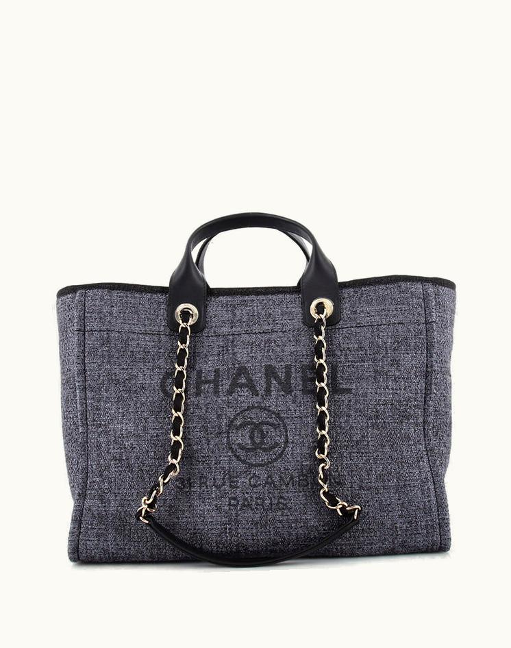 Chanel Chanel Deauville Tote Raffia With Glitter Detail Medium