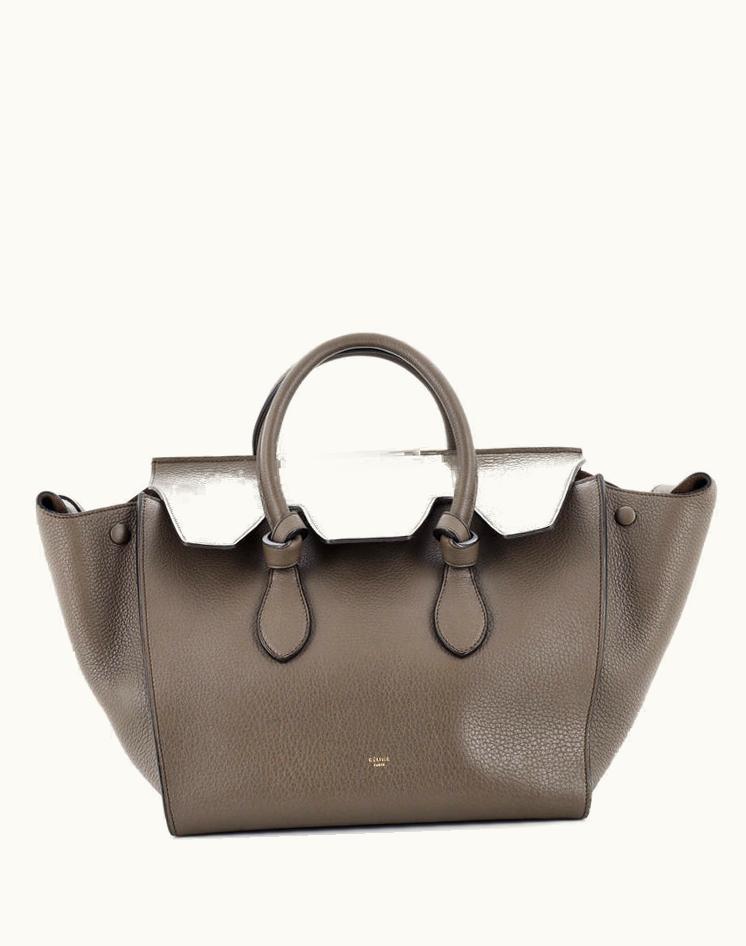 Celine Celine Tie Knot Tote Grainy Leather Small Green