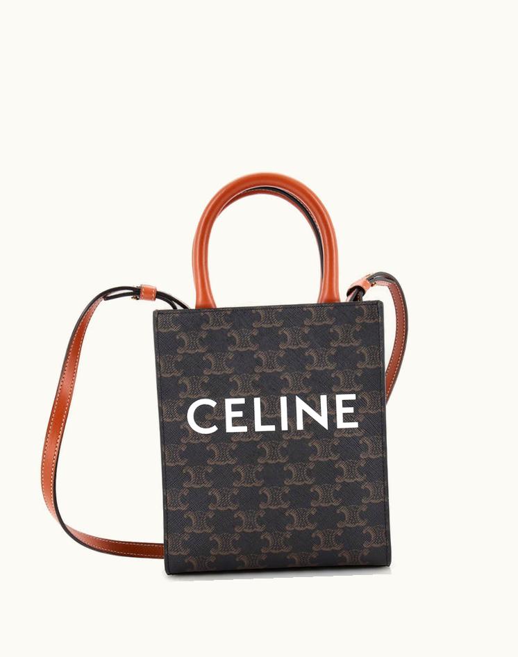 Celine Celine Triomphe Vertical Cabas Tote Mini Coated Canvas Black
