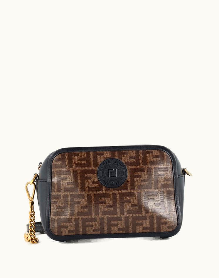 Fendi Fendi Ff Logo Stamp Camera Bag Zucca Coated Canvas Small