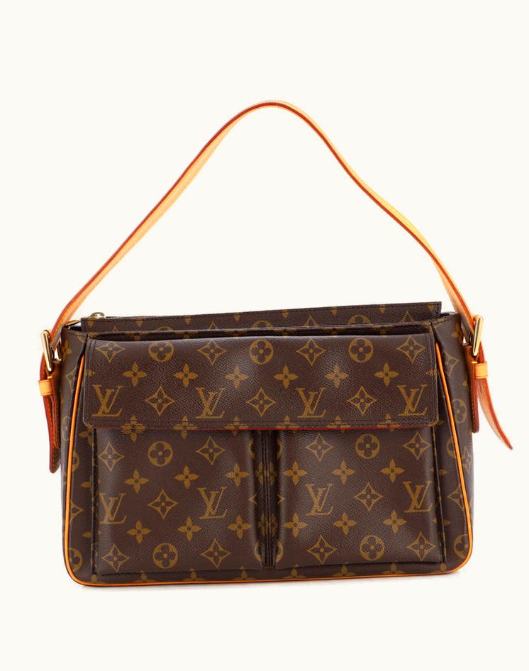 Louis Vuitton Louis Vuitton Viva Cite Handbag Monogram Canvas GM Brown Red Gold