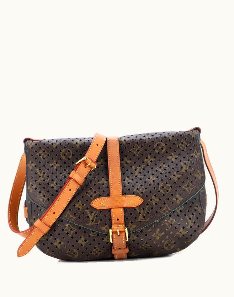 Louis Vuitton Louis Vuitton Flore Saumur Handbag Perforated Monogram Canvas Brown
