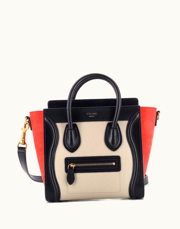 Celine Celine Nano Tricolor Luggage Bag Leather Black/Multicolor/Neutral/Red