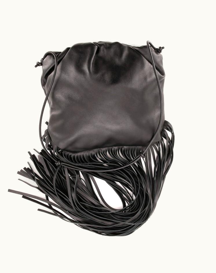 Bottega Veneta Bottega Veneta The Fringe Pouch Leather Shoulder Bag Black