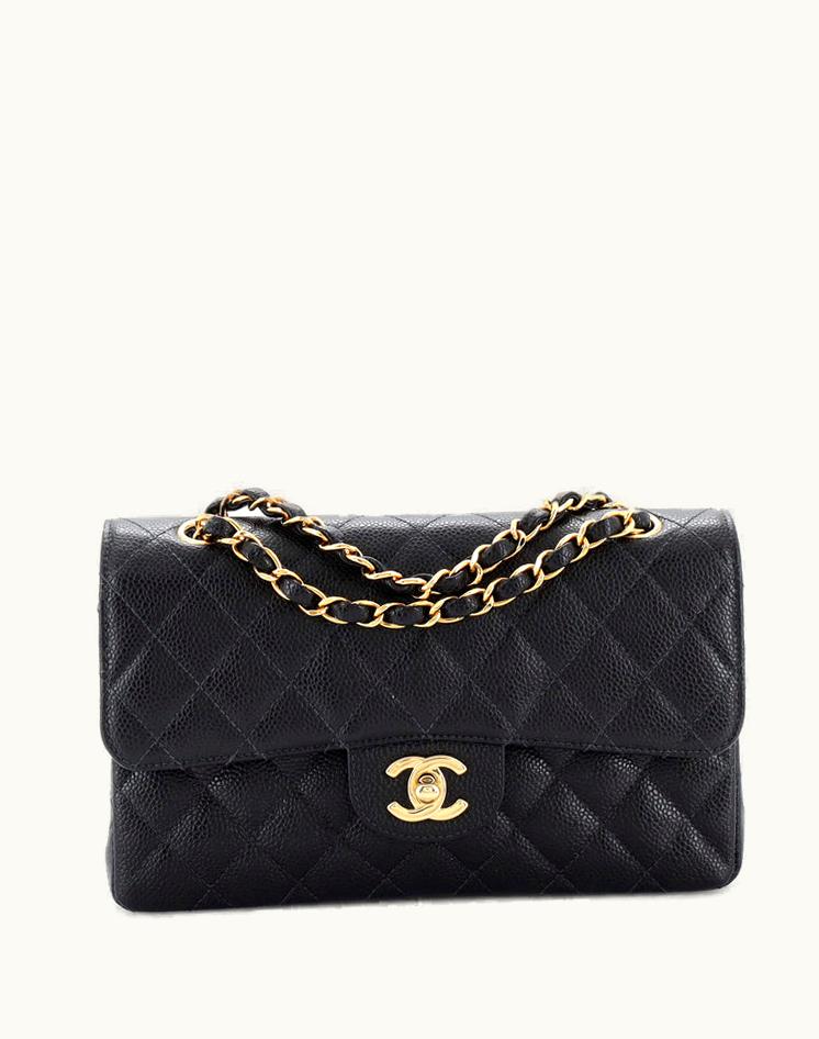 Chanel Chanel Vintage Classic Double Flap Bag Quilted Caviar Small