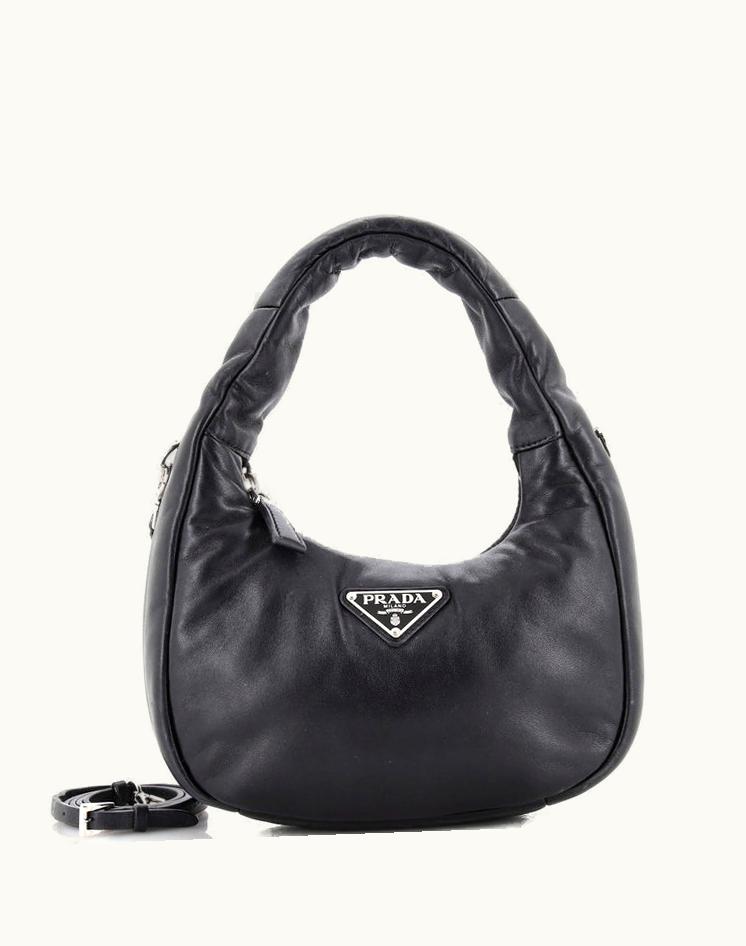 Prada Prada Padded Hobo Leather Mini Bag Black