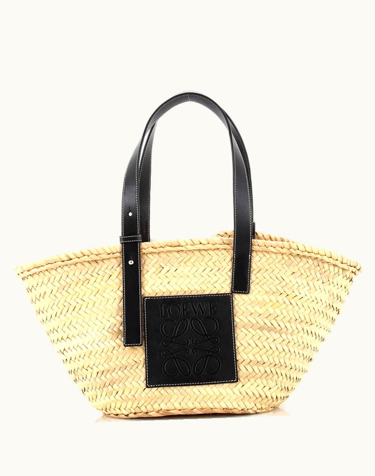 Loewe Loewe Basket Tote Raffia Medium Silver Neutral Raffia Luxury Handbag