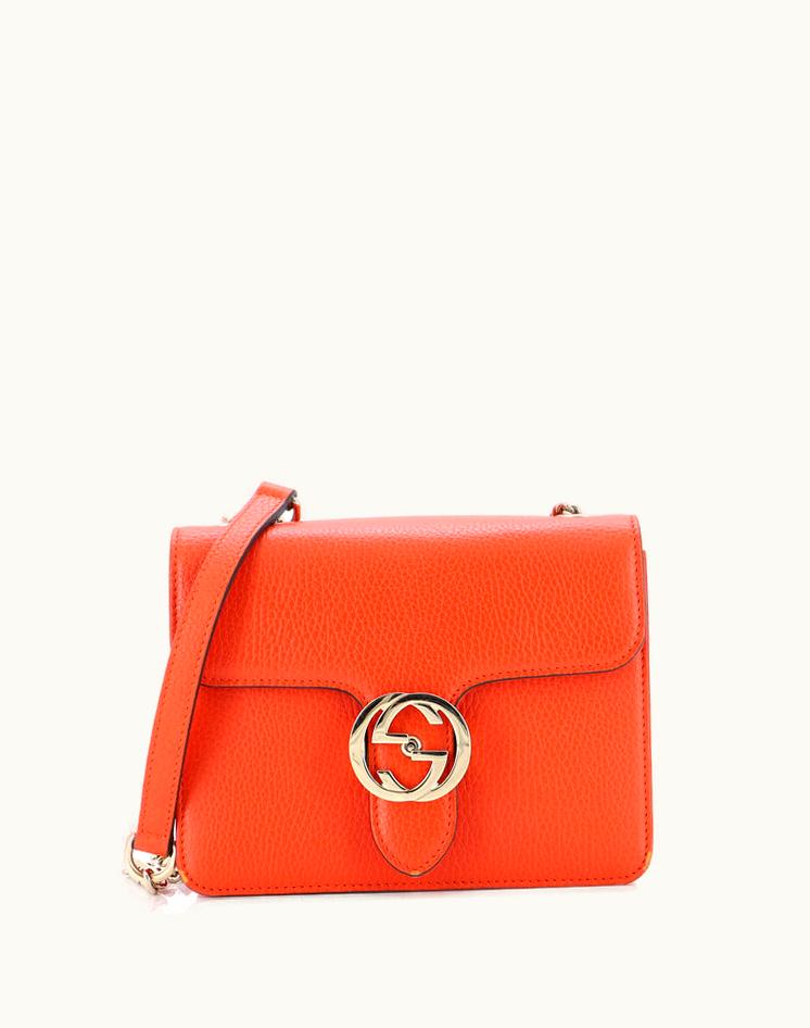 Gucci Gucci Interlocking Shoulder Bag (Outlet) Leather Small in Orange