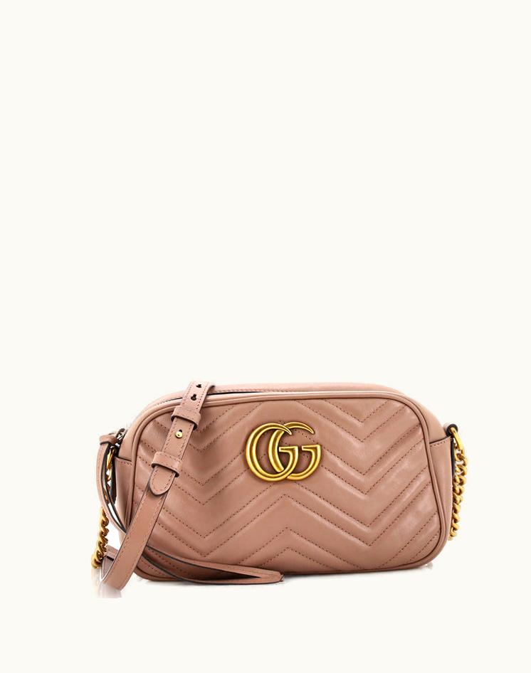 Gucci Gucci GG Marmont Shoulder Bag Matelasse Leather Small Neutral Aged Gold
