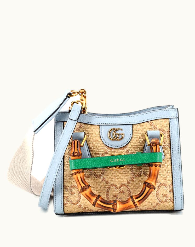 Gucci Gucci Diana NM Bamboo Handle Tote GG Raffia Mini