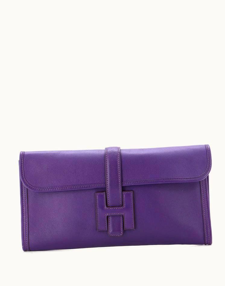 Hermès Hermès Jige Elan Clutch Swift 29 Leather Clutch Purple