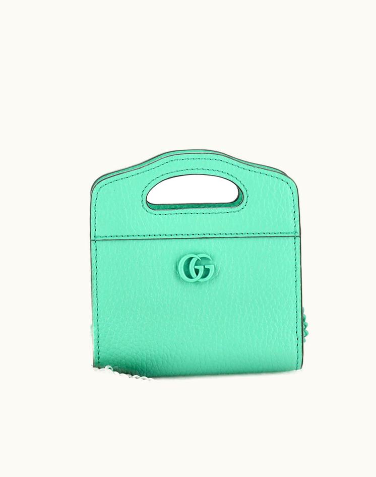 Gucci Gucci GG Marmont Top Handle Card Case On Chain Leather