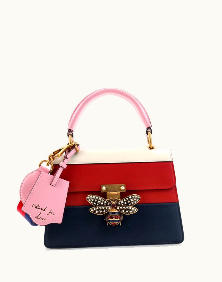 Gucci Gucci Queen Margaret Top Handle Bag Colorblock Leather Small Multicolor Neutral