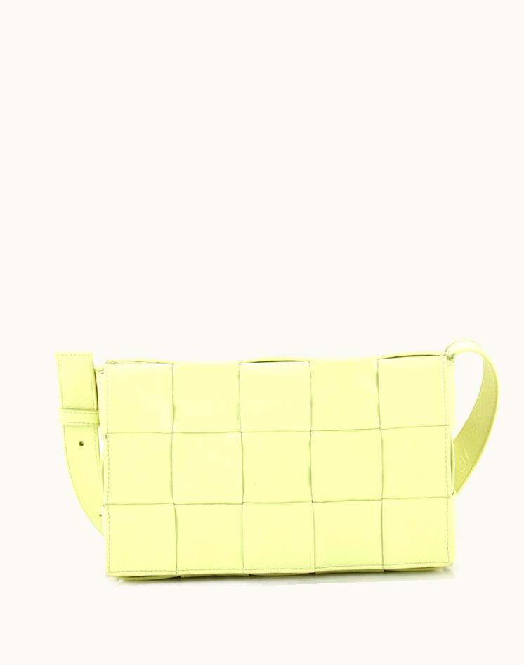 Bottega Veneta Bottega Veneta Cassette Crossbody Bag Maxi Intrecciato Leather Yellow Silver