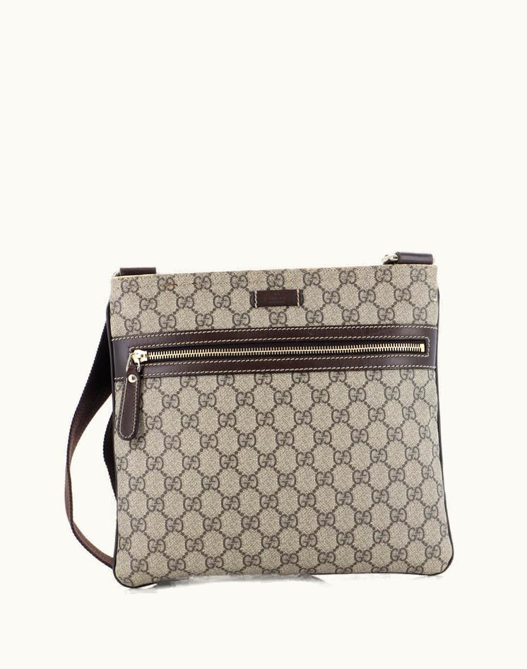 Gucci Gucci Flat Messenger Bag GG Coated Canvas Medium