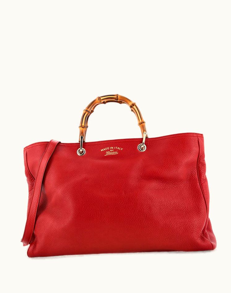 Gucci Gucci Bamboo Shopper Tote Leather Large Red