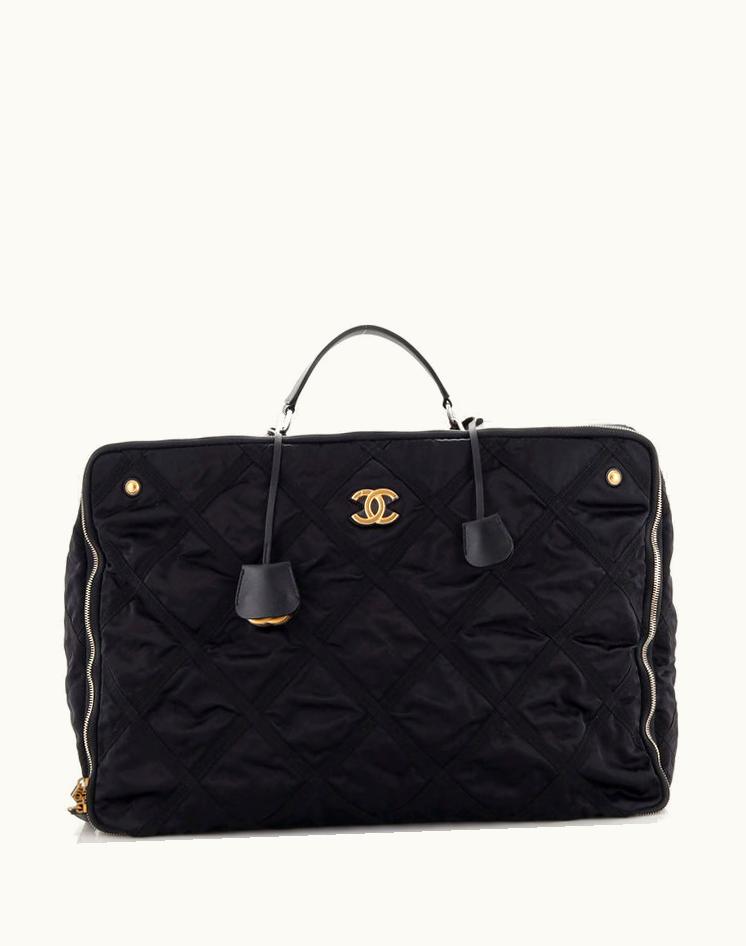 Chanel Chanel Lifestyle Travel Handbag Quilted Nylon With Grosgrain Large