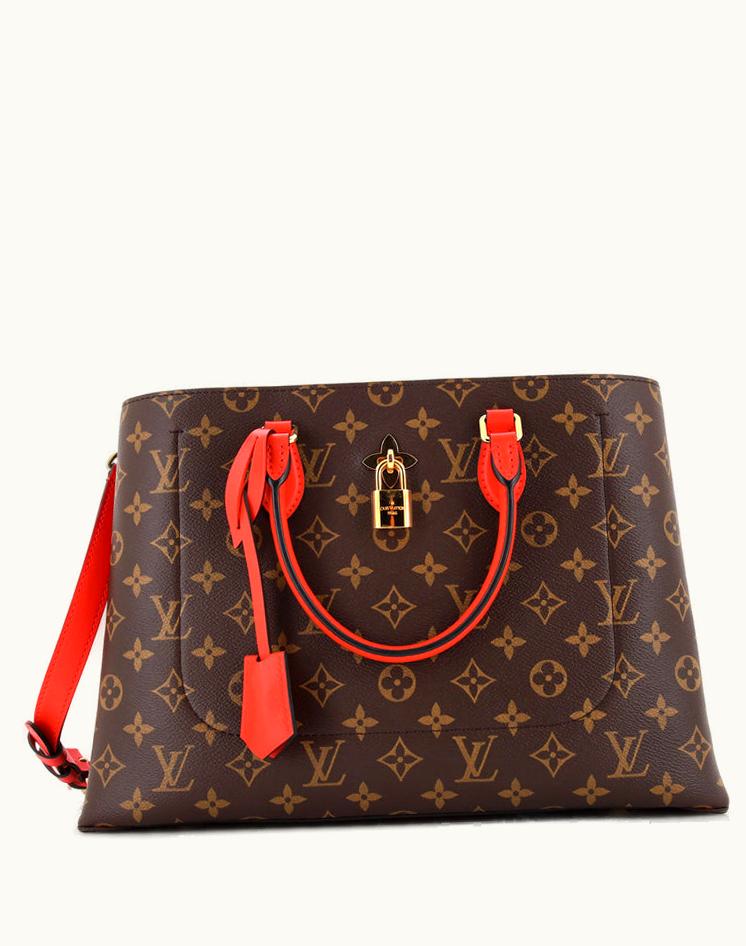 Louis Vuitton Louis Vuitton Flower Tote Monogram Canvas Brown Red Gold