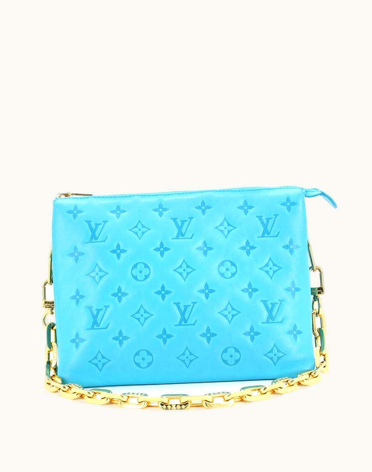 Louis Vuitton Louis Vuitton Coussin Bag Monogram Embossed Lambskin PM Leather Blue Gold