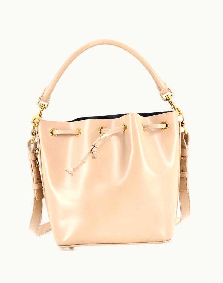 Saint Laurent Saint Laurent Emmanuelle Bucket Bag Leather Medium Neutral & Black