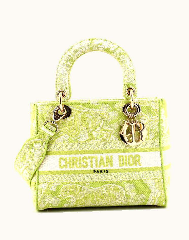 Dior Dior Lady D-Lite Toile De Jouy Canvas Bag Green