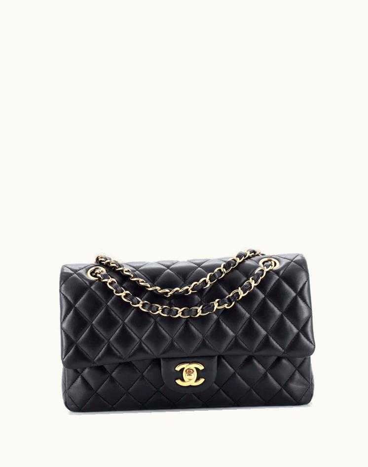 Chanel Chanel 23165694 Classic Double Flap Bag Quilted Lambskin Medium Black & Red