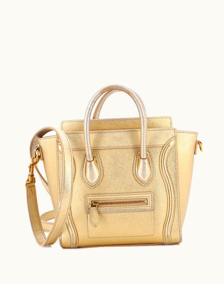 Celine Celine Luggage Bag Grainy Leather Nano Aged Gold
