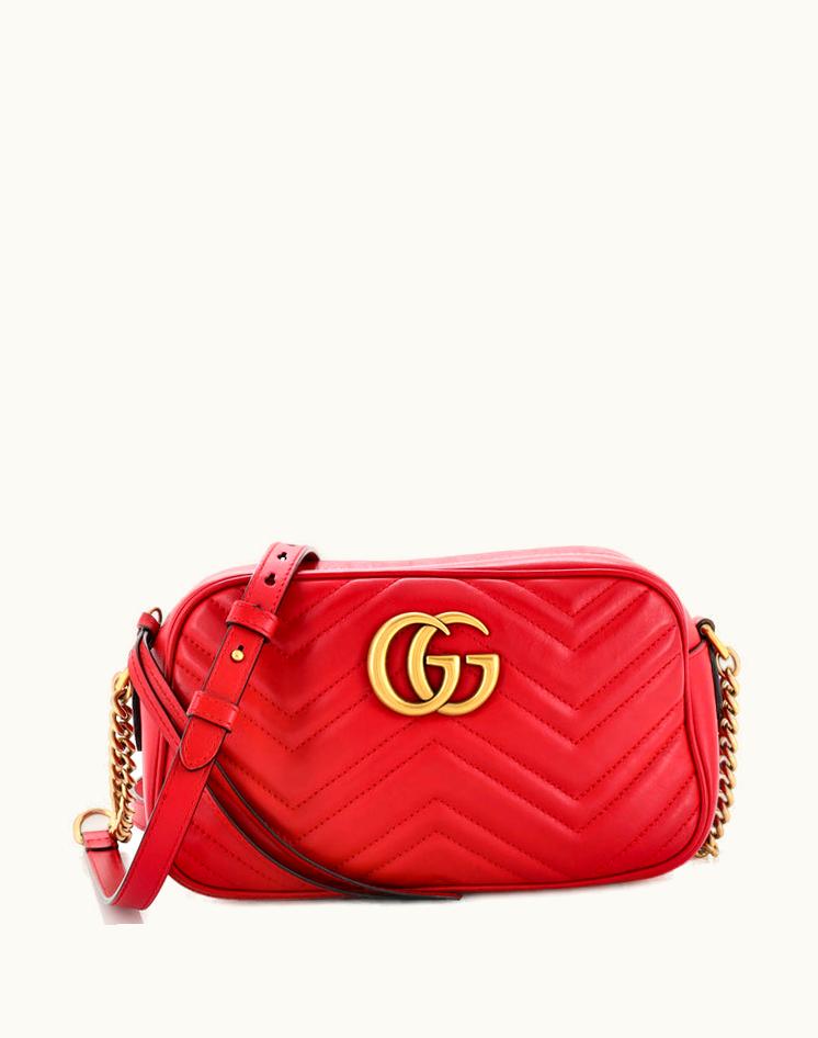 Gucci Gucci GG Marmont Shoulder Bag Matelasse Leather Small Red