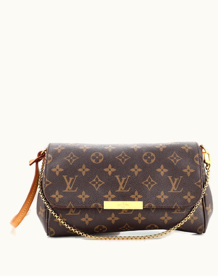Louis Vuitton Louis Vuitton Favorite Handbag Monogram Canvas MM Coated Brown Fabric Red Gold