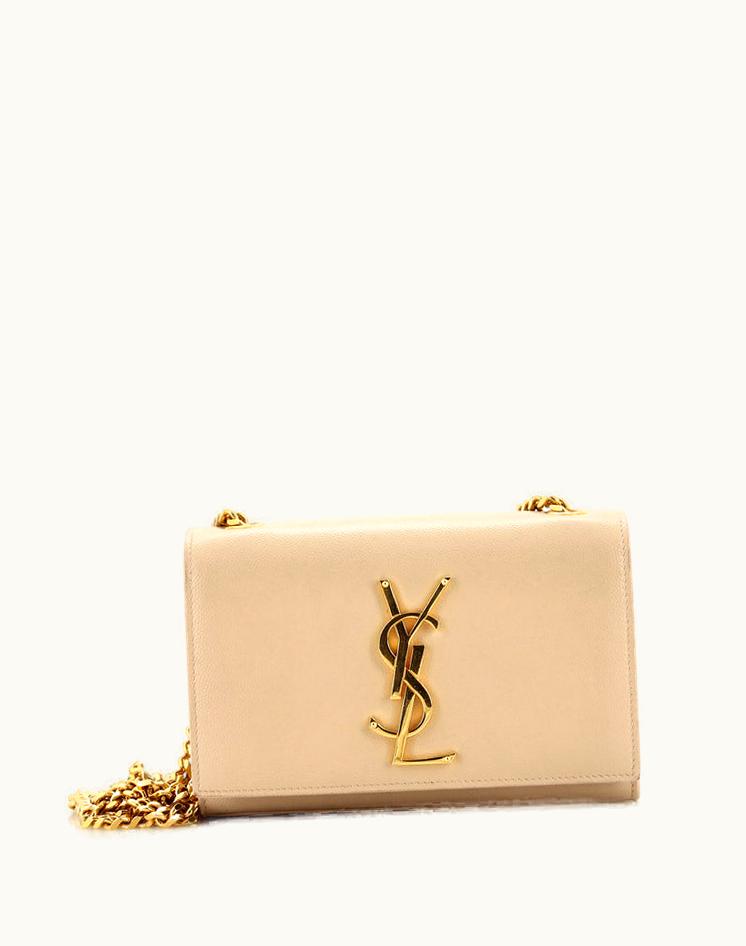 Saint Laurent Saint Laurent Classic Monogram Crossbody Bag Grainy Leather Small in Neutral