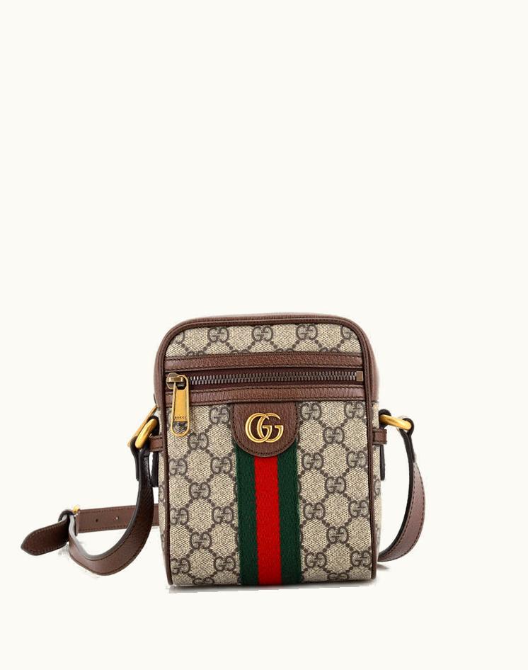 Gucci Gucci Ophidia Messenger Bag GG Coated Canvas Mini Brown Aged Gold