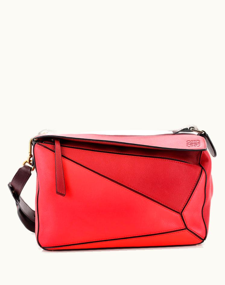 Loewe Loewe Medium Puzzle Bag Leather Red Gold