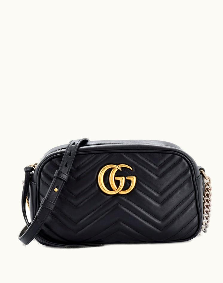 Gucci Gucci GG Marmont Shoulder Bag Matelasse Leather Small Black Aged Gold