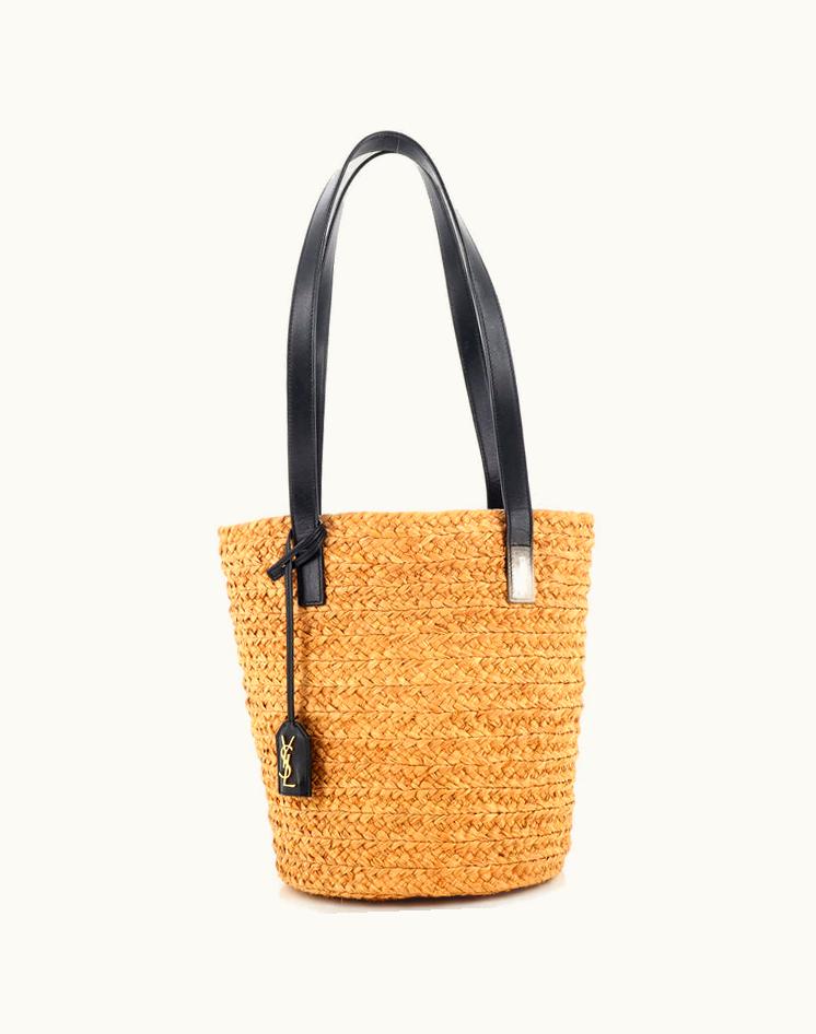 Saint Laurent Saint Laurent Panier Basket Shopper Raffia Small Luxury Tote Neutral