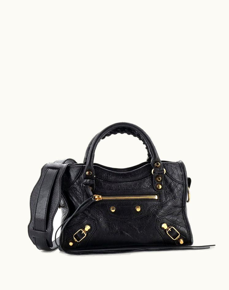Balenciaga Balenciaga City Classic Studs Bag Leather Mini Black Gold